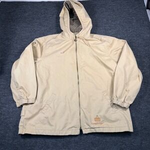Longaberger Homestead Mens Tan Cotton Hooded Jacket Gingham Lining Size‎ 1X